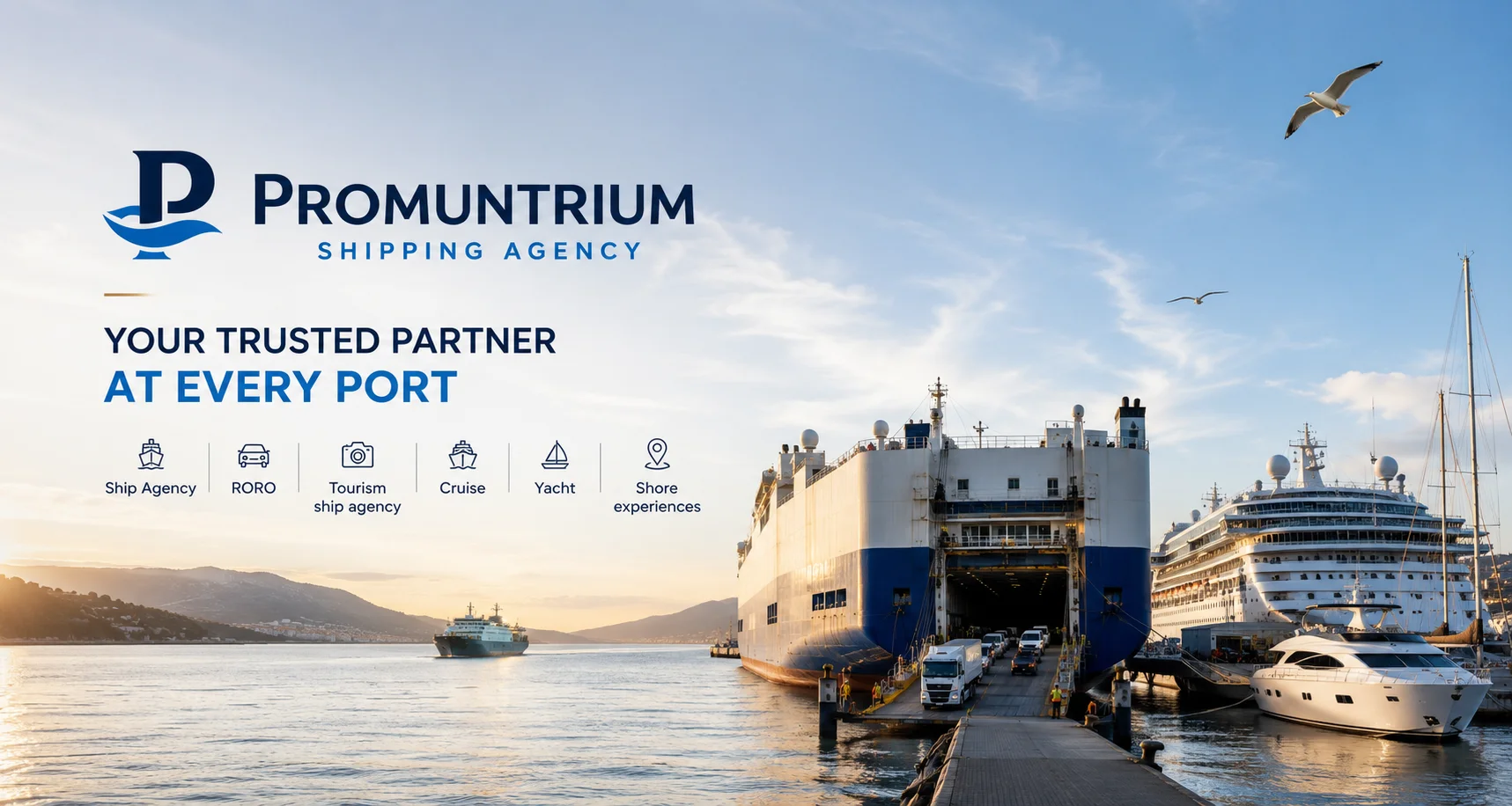 Promuntrium port operations — RORO, cruise, and yacht agency services