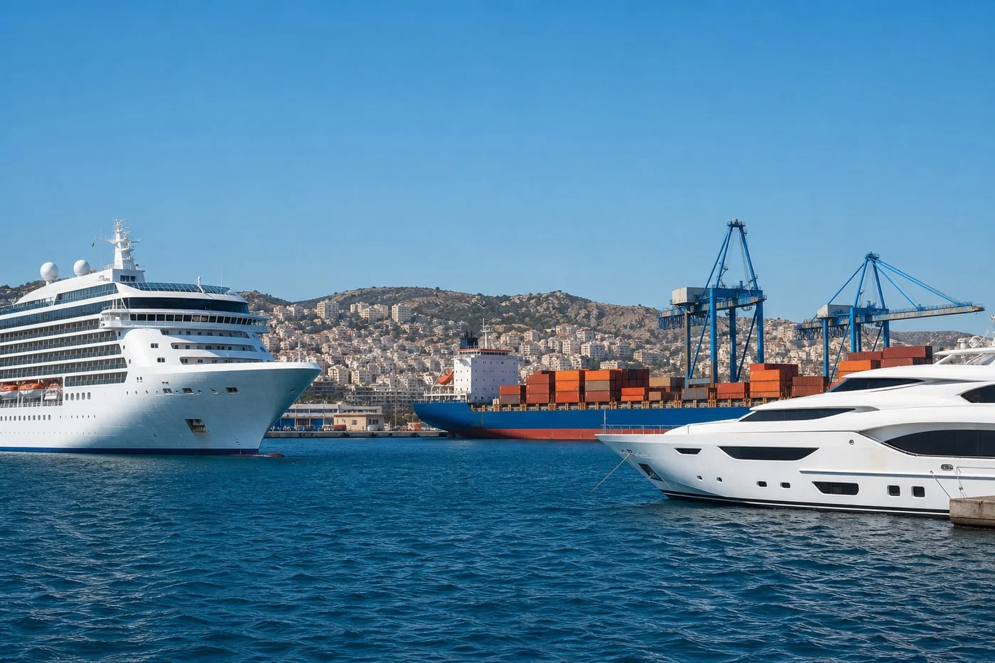 Port operations with cargo, cruise, and yacht vessels in Libya